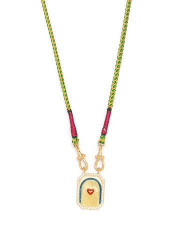 Marie Lichtenberg - 18kt yellow gold Heart Mini diamond scapular necklace - women - 18kt Yellow Gold/Diamond - One Size