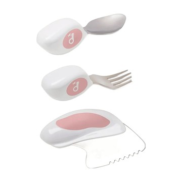 doddL 人體工學兒童學習餐具3件組  乾燥玫瑰粉  餐刀 + 湯匙 + 叉子  1套