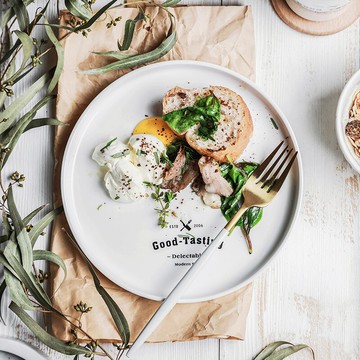 費城 簡約英文餐盤 北歐陶瓷家用早餐意面西餐盤牛排盤子8寸