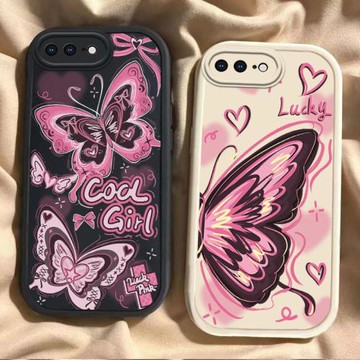 ins風甜酷蝴蝶適用蘋果7PLUS手機殼iPhone8plus全包防摔暗黑系高級小眾閨蜜學生保護套