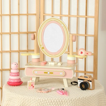 兒童仿真梳妝檯 公主化妝桌 木製過家家玩具 女孩生日禮物