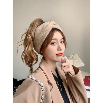 復古秋冬毛線交叉發帶百搭外出針織頭巾保暖發箍寬邊森女韓國網紅