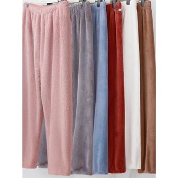 特價厚珊瑚絨睡褲男女居家褲寬松保暖純色爆款直筒暖暖褲百搭褲子
