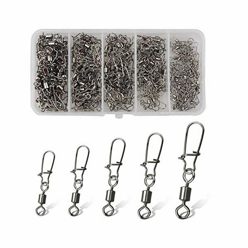 釣り スイベルスナップ サルカン スナップ付きスイベル ローリングスイベル付きスナップ 釣りコネクター 210個セット 5サイズ 通販 Lineポイント最大0 5 Get Lineショッピング