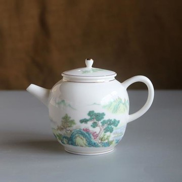 羊脂玉陶瓷茶壺小號功夫茶具泡茶壺德化白瓷手抓壺家用過濾壺單壺