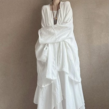 【M-5XL大尺碼】大尺碼女裝 禪服 新中式 唐裝 禪修居士服 300斤棉麻女裝新款肌理寬大文藝打坐禪修太極棉外套棉麻外