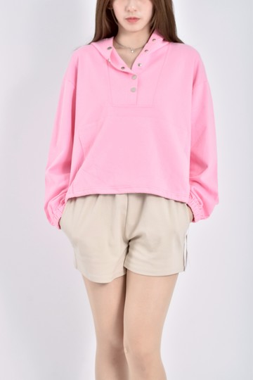 (F) d one質感連帽粉色長袖上衣