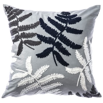 立體葉羽抱枕 45x45cm 灰色款