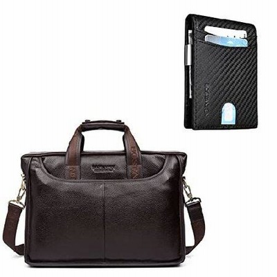 BOSTANTEN Leather Briefcase Handbag Messenger Business Bags for Men and Leather Wallets for Men Fathers Day Gifts Bifold Money Clip Slim Fr 並行輸入品
