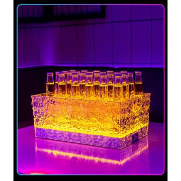 批發發光冰封紋冰桶酒吧KTV酒水冰粒桶PC防摔桶led香檳網紅派對啤