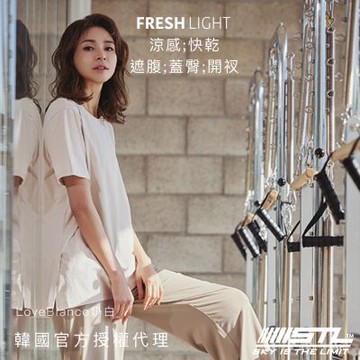 STL yoga FRESH light Air OverFit 涼感 蓋臀 快乾 女 運動機能 長版 開衩 短袖上衣／LoveBianco奶白