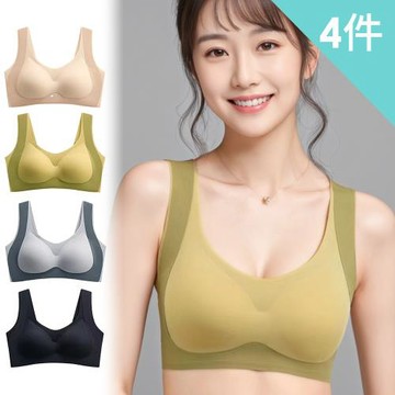 【enac 依奈川】4件組 ☆ 高彈親膚雙重提拉集中無鋼圈內衣/性感內衣/女內著/無痕內衣(顏色隨機)