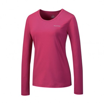 【【蘋果戶外】】山林 42K02 34 深桃紅【女款】圓領快熱保暖上衣 刷毛衣保暖衣中層衣運動上衣 Mountneer 秋冬