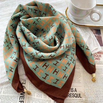 🚚次日達新年款65棉麻磁吸扣領巾絲巾方巾三角保暖圍巾護頸時尚百搭圍脖