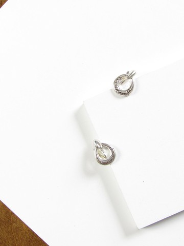 復古雕刻花卉戒指銀耳環