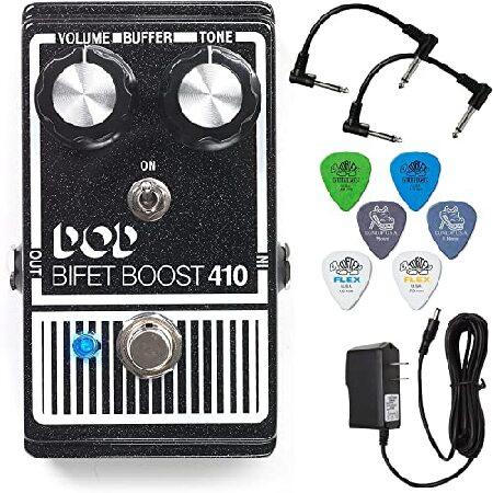 Digitech DOD Bifet Boost 410 Guitar Effects Pedal Bundle with Patch Cables, Dunlop Picks, and Power Supply