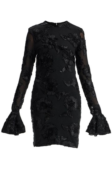 'mesh mini dress with embroidered flower details