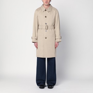 Beige cotton trench coat with belt