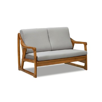 ASSARI-北海道全柚木雙人座沙發淺灰色
