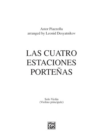 【學興書局】Piazzolla 皮耶佐拉 Las Cuatro Estaciones Porteñas 波爾蒂諾的四季 小提琴獨奏