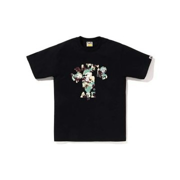 BAPE Map Camo College Milo Tee 猿人 潑墨字母 短袖 黑色 RAY-23 [台灣現貨]