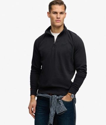 Superdry Men's Essential Logo Raglan Henley Jumper Navy Size: XL