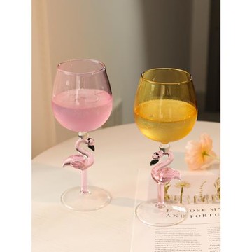 創意玻璃火烈鳥造型紅酒杯子高腳雞尾酒香檳杯家用氛圍感微醺酒杯