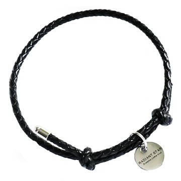 RS自訂 專屬戀曲鈦鋼真皮紅繩祈願線繩抽拉情侶可調式手環閨蜜禮 VRS110 男款 1條  堅定黑