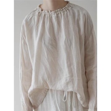 一言棉麻春夏新品復古文藝休閑減齡溫柔亞麻套頭長袖襯衫寬松上衣