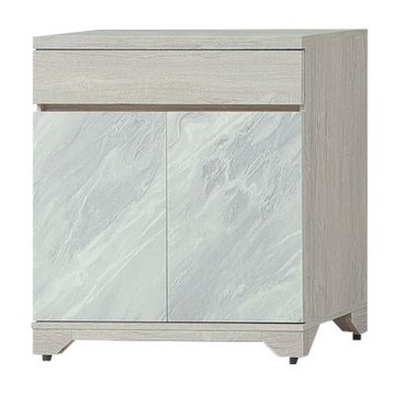 文創集 羅登卡2.7尺二門單抽低餐櫃(仿大理石紋路耐磨美耐皿面板))-81x41x88-cm免組