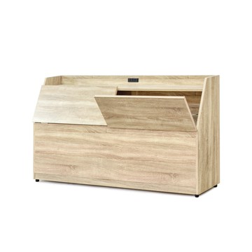 傢俱工場-吉米 防潮全木心板 插座收納床頭箱 - 雙大6尺古橡