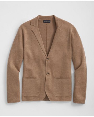 Brooks Brothers Men's Fine Merino Wool Sweater Blazer | Camel | Size Medium