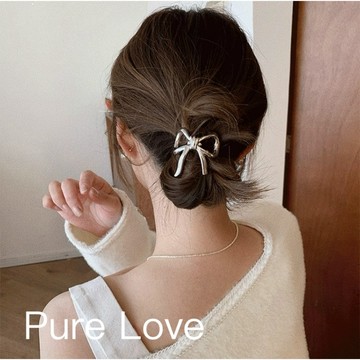 Pure Love樂芙 /正韓 【H0634】韓系復古金屬蝴蝶結髮圈 / 金 銀