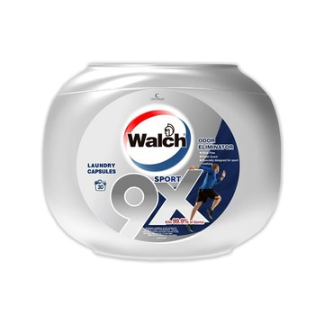 生活良品 Walch威露士-9倍洗淨力運動消臭款洗衣球30顆/銀罐(衣物汗味,酵素去汙,柔軟香氛洗衣膠囊,3效合1洗衣凝膠球)