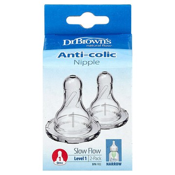 Dr. Brown's, Natural Flow®，防脹氣奶嘴，0 個月以上，慢流量，2 個