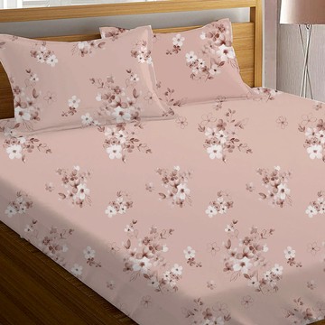 床包組-內含床包+枕套/純粹好棉100%無異纖精梳純棉/2347微甜花園(粉)