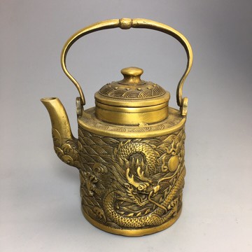 純銅壺酒茶壺擺件吉祥龍酒壺乾隆年制風水用品家居工藝禮品擺件
