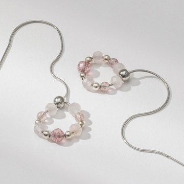 CONNY 專屬美好 | 天然水晶耳環 (小花圈款-耳線式耳環)