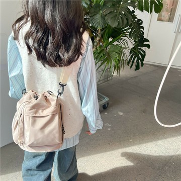 韓系手提包簡約女生百搭大容量時尚單肩包女洋氣日常搭配水桶包