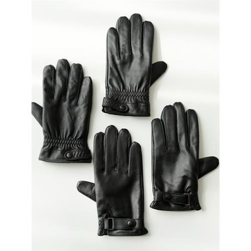 男士羊皮手套 一體加絨真皮保暖五指手套 防風分指手套 秋冬款