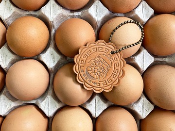 #成品製造 祝平安 鑰匙圈 香港 皮革鎖匙扣 月餅 雞蛋