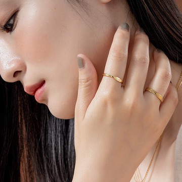 【客製化刻字】簡約刻度戒指 金色 禮物 交換禮物 情人 日期 名字