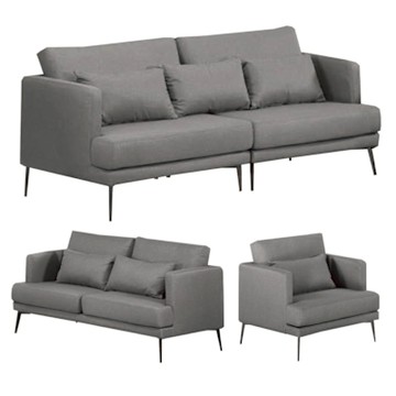 文創集 山德灰色透氣棉麻布沙發椅組合(1+2+3人座組合)-197x83x69cm免組