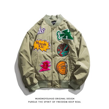 悟空有貨潮牌街頭刺繡棒球服外套男美式復古寬松bf風休閑百搭夾克