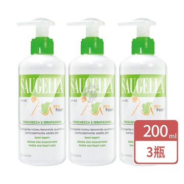 【SAUGELLA 賽吉兒】菁萃潔浴凝露 涼感型 200ml/瓶 (3瓶)