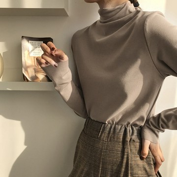 韓版半高領薄內刷毛長袖發熱衣 【S116】