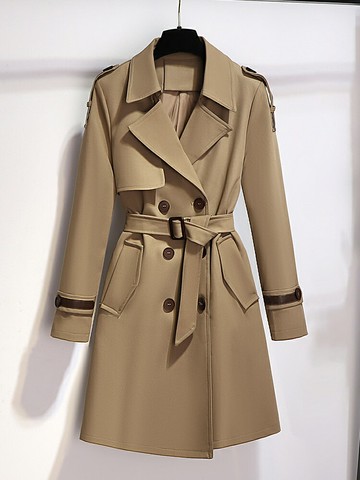 風衣外套女士2025新款春秋款英倫風高級感超好看小個子中長款大衣鑫弘-素時衣櫥