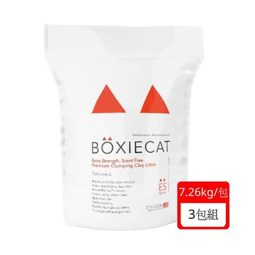 BOXIECAT博識貓無粉塵黏土貓砂-紅色益生菌加強 16LB/7.26kg x 3包組