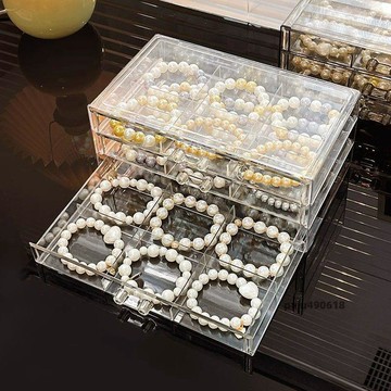 【台灣直售】 手串收納盒 飾品收納盒水晶手串收納盒手鐲專用首飾品盒子高檔精致抽屜大容量串珠手鏈盒 分類盒 整理盒 首飾盒