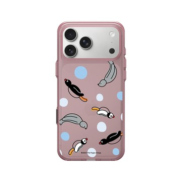 iPhone 17 Pro Max Clear (相機按鈕) 晶醺玫 - Pingu 企鵝家族 - 一起游泳